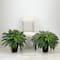 23" Artificial Boston Fern Plant with Tapered Bronze Square Metal Planter